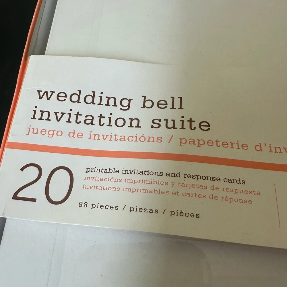 NEW Martha Stewart Wedding Bell Printable Cards Invitation Gold Ivory